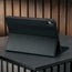 Integrated stand function of the Black with Red Stitching Leather iPad Case for Apple iPad (10th Gen)