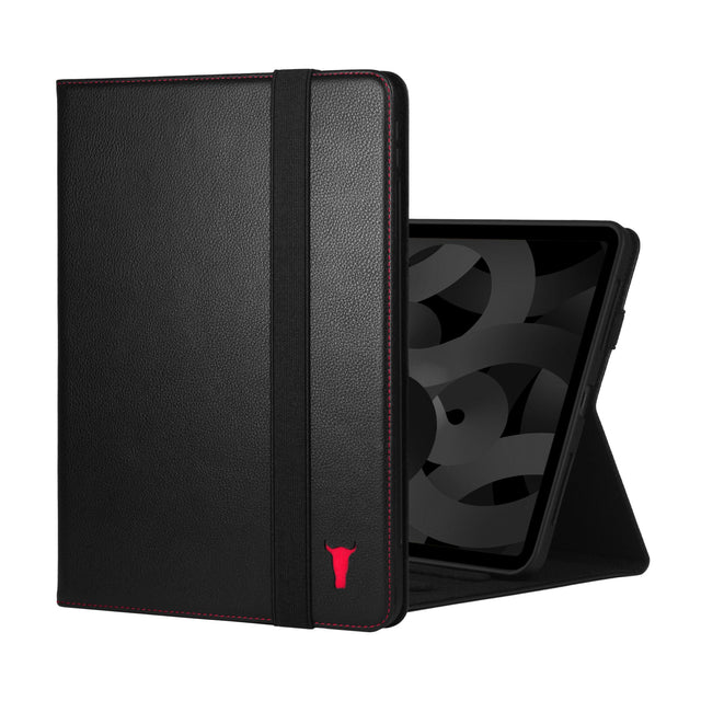 Black with Red Stitching Leather iPad Case for Apple iPad (10th Gen)