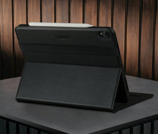 Stand function of the Black Leather Case for iPad Air