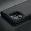 Camera cutout on the Black Leather with Red Detail Leather Case for iPhone 16 Pro Max