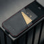 Card holder in the Black with Red Stitching Leather Flip Case for iPhone 17 Pro