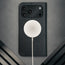 MagSafe charger attached to the Black Leather Case for iPhone 17 Pro