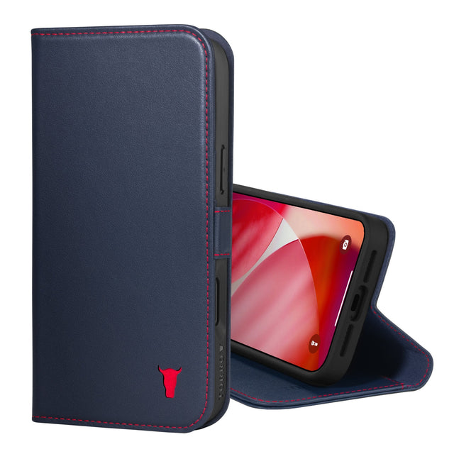 Navy Blue Leather Case for iPhone 17 Pro