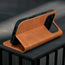 Stand function of the Tan Leather Case for iPhone 17 Pro