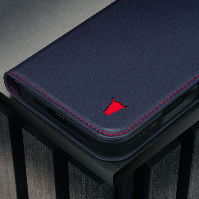 Navy Blue Leather Case for iPhone 17
