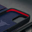 Microfibre lined frame of the Navy Blue Leather Case for iPhone 17