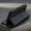 Stand function of the Black with Red Detail Leather Case for Galaxy S25 Ultra