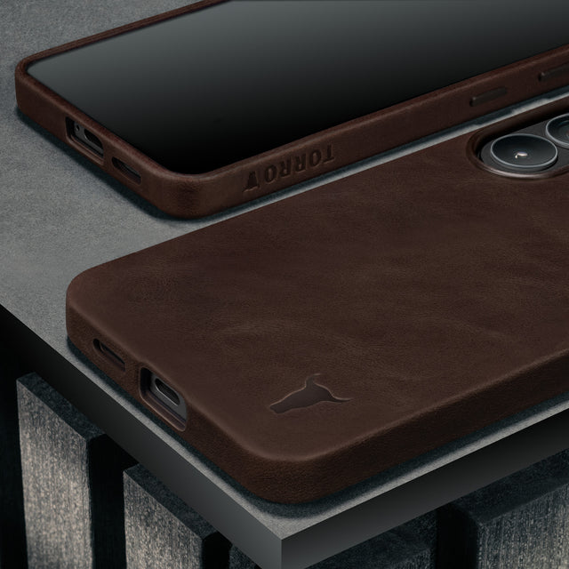 Dark Brown Leather Bumper Case for Galaxy S26