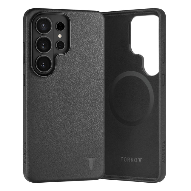 Black Leather Bumper Case for Galaxy S26 Ultra